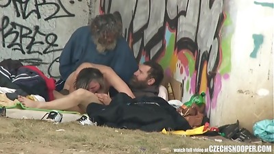 Unspoiled Street Life Homeless 3 way Having Sex on Public