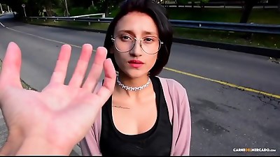 CARNE DEL MERCADO - Colombian nubile Luna Castillo gets picked up and fucked hard