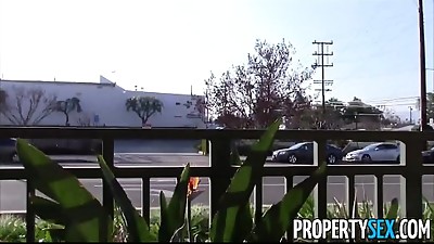 PropertySex - Young real estate agent with big natural mounds homemade hump