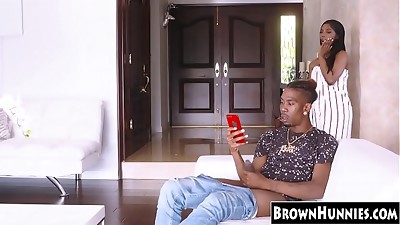 Chocolate delight Sarah Banks worshiping ginormous black trouser snake