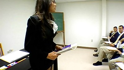 Hot schoolteacher gets romped deep in her furry pussy