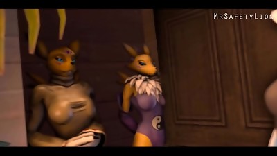 Sly Cooper Fucks Renamon and Taomon! by MrSafetyLion
