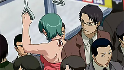 Wapanese toon containing provocative scenes in the public transport