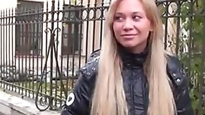 Stunning Czech Blonde Inhales Lollipop and Gets Porked For Money