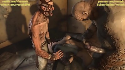 Mortal Kombat Sonya gets group boinked by gross fellows 3D Animation