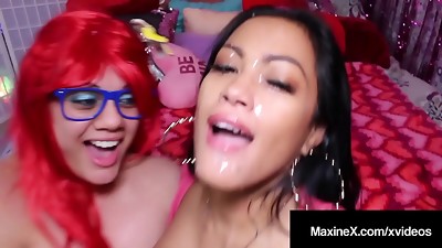 Asian Mommy MaxineX Gives Latina Crush Cock Pleasuring Lesson!