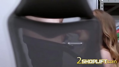 Skinny teen thief is enjoying how her pussy is penetrated by a nasty officer'_s cock.