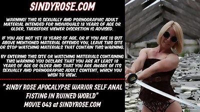 Sindy Rose Apocalypse warrior self anal invasion handballing in demolished world