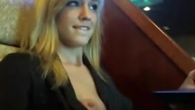 Pretty unexperienced blonde is taunting in public place