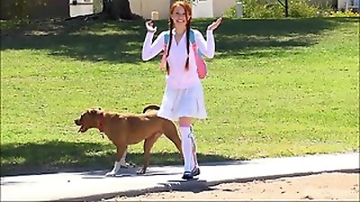 Dolly Little outdoor masturbating