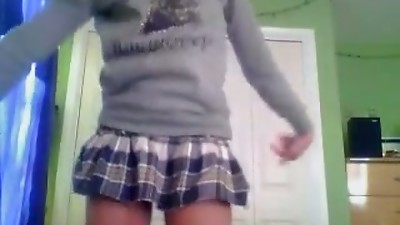 My teen GF makes a striptease video