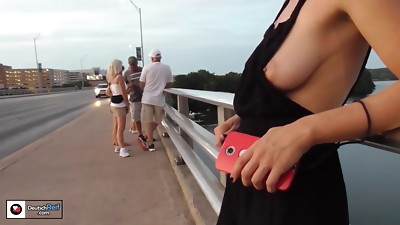 Full Sideboob Flashing On A Engaged Tourist Bridge