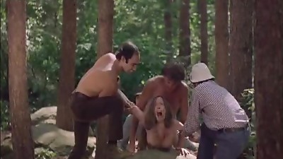 Four Horny Lumberjacks Abuse a Sexy Blonde who Got Lost In The Forest