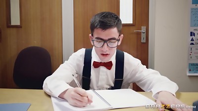 Rhiannon Ryder is hiding under the desk and throating pink cigar