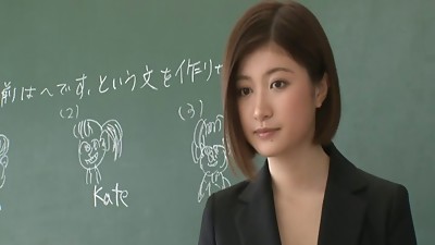 Short haired Japanese teacher getting fingered then drilled hardcore