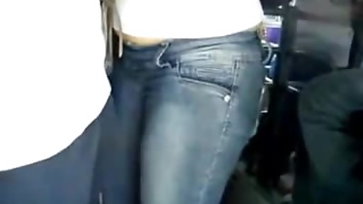 Homemade video with a girl touching big dick on a bus