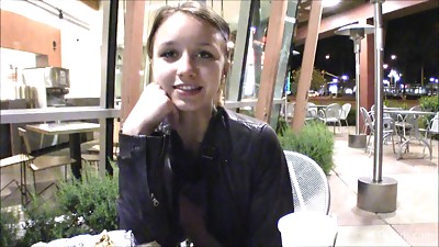 Pretty chick in a wicked slutty dress flashing in public