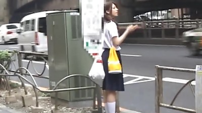 Hot Japanese School Girl In Swimsuit Fingered in the Bus