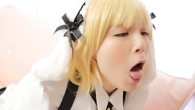 Sweet Asian girl enjoys the taste of rock hard spunk-pump