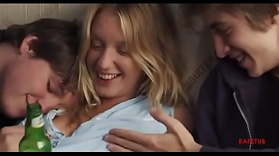 Teenagers give to drink a mad girl and have a sex