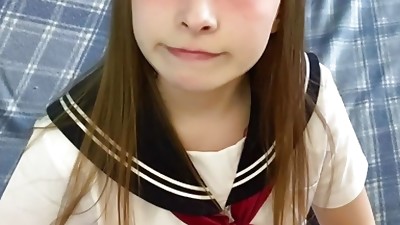 Cutie in Chinese school uniform paws your cock and gets embarrassed