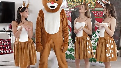 Molly Little says to Maya Woulfe, "uh-OH, this reindeer has pecker - I should put it in my mouth"  - S27:E5