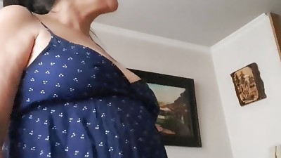 stepson asks stepmom to witness her pussy and bra-stuffers to give himself a hand job