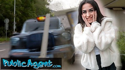 Public Agent - Brit Brunette Nubile with Big Tits Deep-throats and Pokes after Almost Getting Run Over by a Runaway Faux Cab
