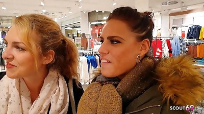 German Public Scandal FFM 3Some in Switching Apartment with 2 Dirty Girls