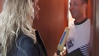 An epic German blonde making a cock jizz rigid with her wide throat