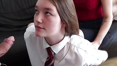 Stepmum teaches college woman Olivia Keane to suck cock