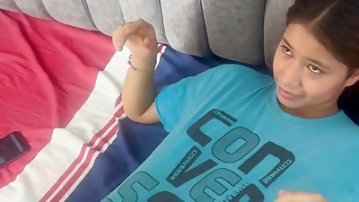 I find my little stepsister with my clothes on, I take them off and I fuck her hard until I cum in her cooch