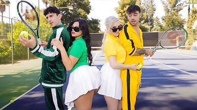 Tennis Game With Slut Stepmoms Leads To Four way Fuckfest Orgy - Kenzie Taylor & Mona Azar - MomSwap