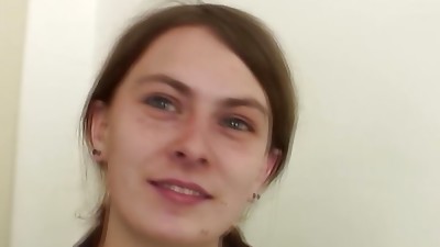 Sexy looking babe from Germany pleasing a salami in POV for the first-ever time