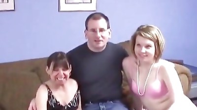 Nerdy pervert gets successful and pulverizes two lingerie honeys in bed